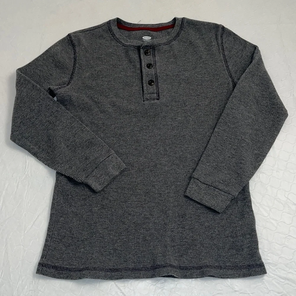 Old navy boys charcoal thermal Henley shirt L/10-12